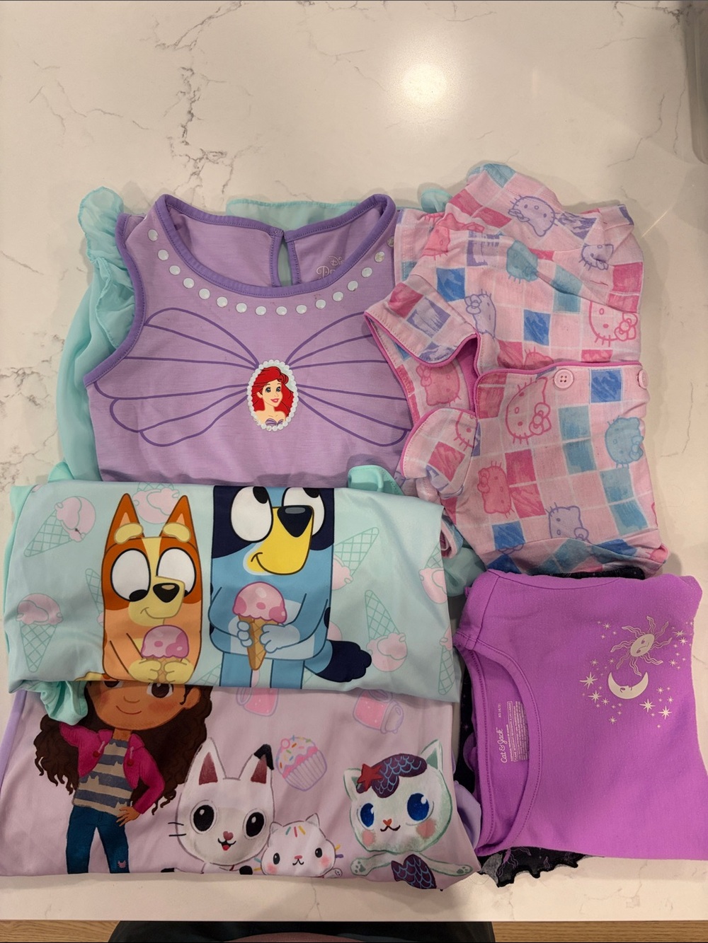Disney Purple Mermaid & Character Mix Kids Pajama and Night Gown Set